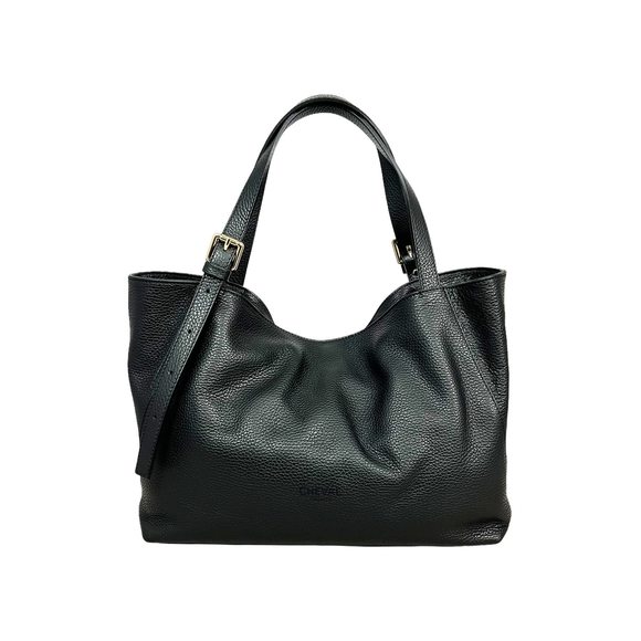 Sarin Shoulder Bag, Genuine Leather Made In Italy Black :O - Picture 1 of 4